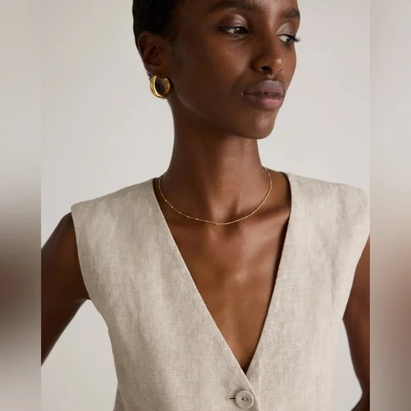 Quince 100% European Linen Button Down Vest In L - Picture 3 of 10